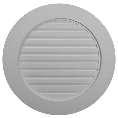 27 in. x 27 in. Round Primed Polyurethane Paintable Gable Louver Vent - Super Arbor