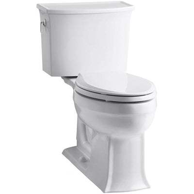 Archer Comfort Height 2-Piece 1.28 GPF Single Flush Elongated Toilet with AquaPiston Flushing Technology in White - Super Arbor