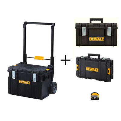 TOUGHSYSTEM 22 in. Tool Box Set (3-Piece) with Bonus 9 ft. x 1/2 in. Pocket Tape Measure with Magentic Back - Super Arbor