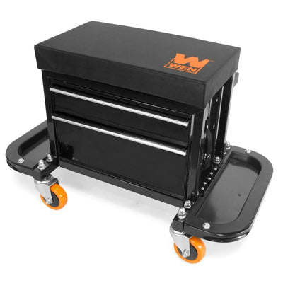 400 lbs. Capacity Garage Glider Rolling Tool Chest Seat with Storage Pouch - Super Arbor