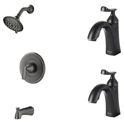 Chatfield Single-Handle 3-Spray Tub and Shower Faucet and Two Single Hole Bathroom Faucets Set in Legacy Bronze - Super Arbor