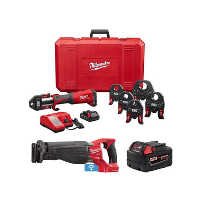M18 18-Volt Lithium-Ion Brushless Cordless 1/2 in. - 2 in. Jaws Press Tool Kit with Sawzall and 5.0Ah Battery - Super Arbor