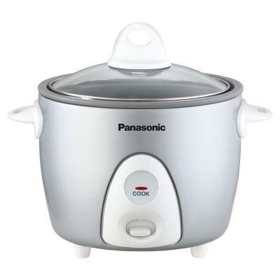 3-Cup Silver Automatic Rice Cooker with Glass Lid, Measuring Cup and Rice Scoop - Super Arbor