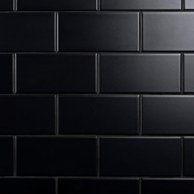 Merola Tile Crown Heights 3 in. x 6 in. Matte Black Ceramic Wall Tile (6.03 sq. ft. /Case) - Super Arbor