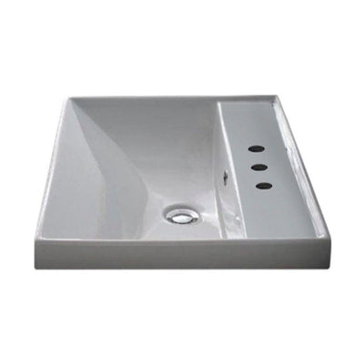 Nameeks ML Wall Mounted Vessel Bathroom Sink in White with 3 Faucet Holes - Super Arbor