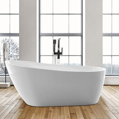 Colombes 67 in. Acrylic Flatbottom Freestanding Bathtub in White - Super Arbor