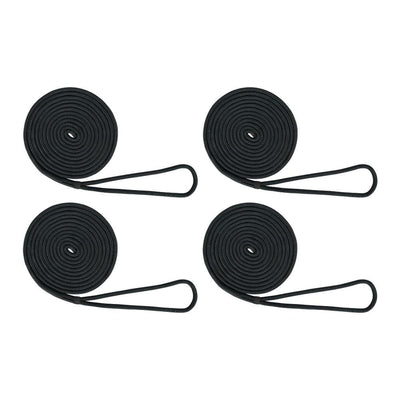 Extreme Max 3/8 in. x 15 ft. BoatTector Double Braid Nylon Dock Line Value in Black (4-Pack) - Super Arbor