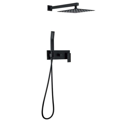 1-spray 10 in. High PressureDual Shower Head and Handheld Shower Head in Matte Black - Super Arbor