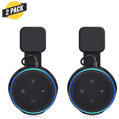 AC Outlet Wall Mount Compatible with Echo Dot (3rd Gen) - Flexible Mounting for Your Alexa Smart Speaker (2-Pack, Black) - Super Arbor