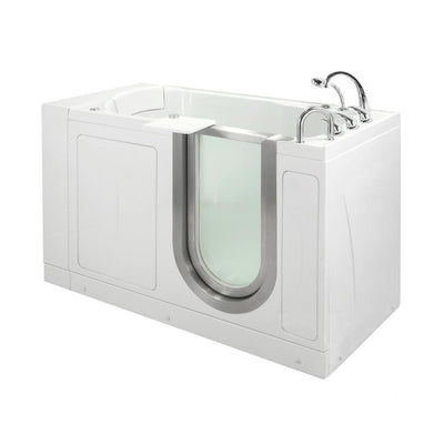 Petite 52 in. Acrylic Walk-In Whirlpool and MicroBubble Bathtub in White, Fast Fill Faucet, Heated Seat, RHS Dual Drain - Super Arbor