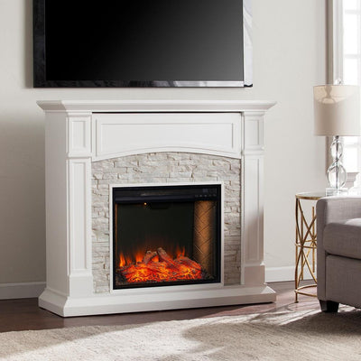 Ernesto Alexa-Enabled 45.75 in. Electric Smart Fireplace in White - Super Arbor