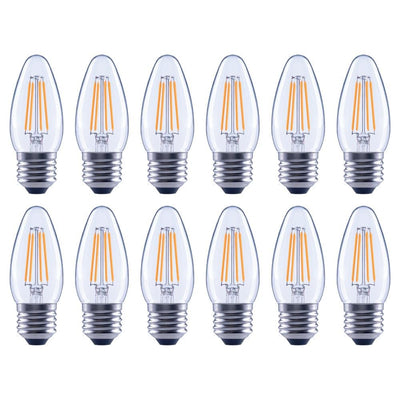 EcoSmart 40-Watt Equivalent B11 Dimmable Energy Star Clear Filament Vintage Style LED Light Bulb in Soft White (12-Pack) - Super Arbor