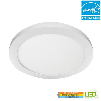 15 in. 22.5-Watt Dimmable White Integrated LED Edge-Lit Round Flat Panel Flush Mount Ceiling Light w/ Color Changing CCT - Super Arbor