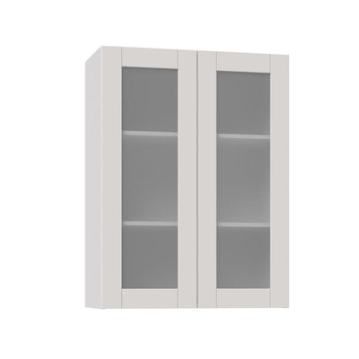 Shaker Assembled 30x40x14 in. Wall Cabinet with Frosted Glass Doors in Vanilla White - Super Arbor
