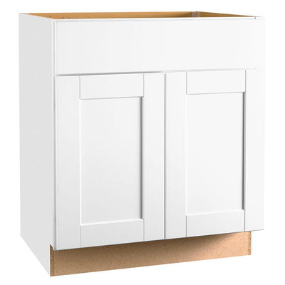 Shaker Assembled 30x34.5x24 in. Base Kitchen Cabinet with Ball-Bearing Drawer Glides in Satin White - Super Arbor