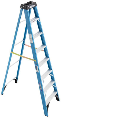 8 ft. Fiberglass Step Ladder with 250 lb. Load Capacity Type I Duty Rating - Super Arbor