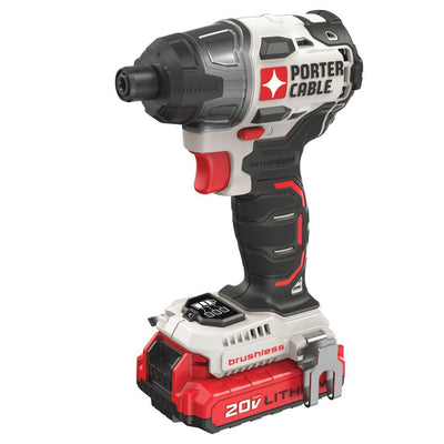 20-Volt MAX Lithium-Ion Brushless Cordless 1/4 in. Impact Driver with 2 Batteries 1.5 Ah and Charger - Super Arbor