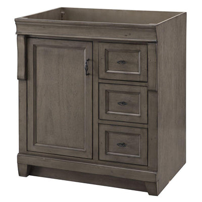 Naples 30 in. W Bath Vanity Cabinet Only in Distressed Grey with Right Hand Drawers - Super Arbor