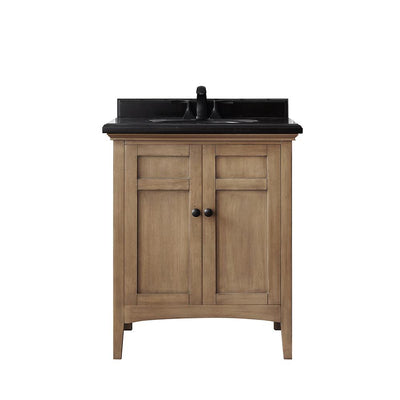 Chartwell 28 in. W x 21 in. D Bath Vanity in Almond Toffee with Granite Vanity Top in Black with White Basin - Super Arbor