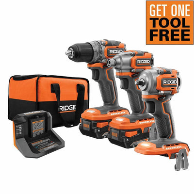 18-Volt SubCompact Brushless 2-Tool Combo Kit with (2) 2.0 Ah Batteries, Charger and Bag with Free 3/8 in. Impact Wrench - Super Arbor