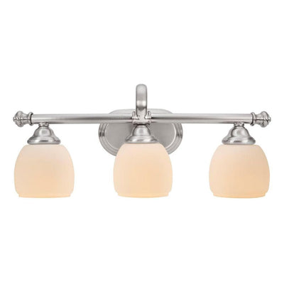 Cedar Cove 3-Light Brushed Nickel Vanity Light with Etched Opal Glass Shades - Super Arbor