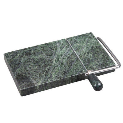 Natural Green Marble Stone 5 in. L x 8 in. W Cheese Slicer, Butter Cutter with Replacement Wire - Super Arbor