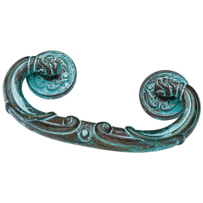 French Lace 2-1/2 in. (64mm) Center-to-Center Teal Patina Bail Drawer Pull - Super Arbor