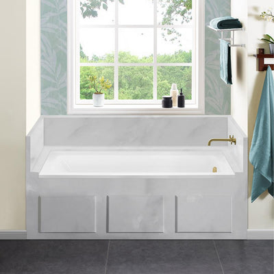 Voltaire 60 x 30 in. Acrylic Right-Hand Drain with Integral Tile Flange Rectangular Drop-in Bathtub in white - Super Arbor