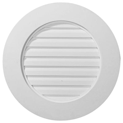 23 in. x 23 in. Round Primed Polyurethane Paintable Gable Louver Vent - Super Arbor