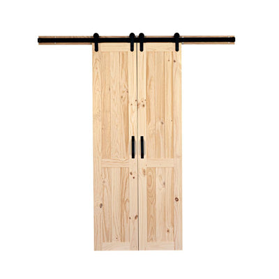42 in. x 84 in. Vertical Plank Stain Ready Solid Wood Split Barn Door with Hardware Kit - Super Arbor