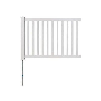 Sturbridge Vinyl Yard & Pool Fence w/Post and No-Dig Steel Pipe Anchor Kit (4 ft. H x 6 ft. W) - Super Arbor