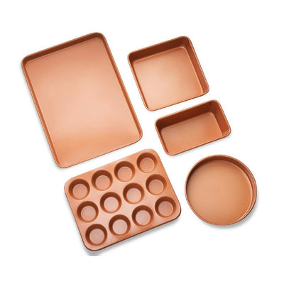 5-Piece Copper Non-Stick Ti-Ceramic Ultimate Bakeware Set - Super Arbor