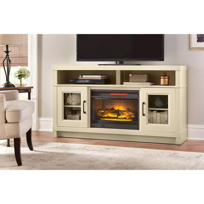 Ashmont 60 in. Freestanding Electric Fireplace TV Stand in Antique White - Super Arbor