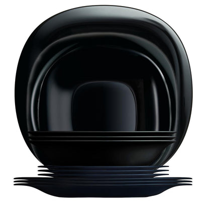 Carine 12-Piece Contemporary Black Glass Dinnerware Set (Service for 4) - Super Arbor