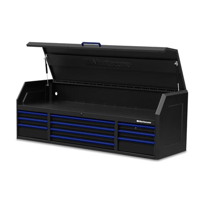 72 in. x 24 in. 10-Drawer Tool Top Chest with Power and USB Outlets in Black and Blue - Super Arbor