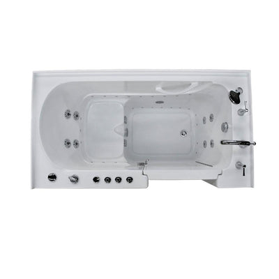 HD Series 60 in. Right Drain Quick Fill Walk-In Whirlpool and Air Bath Tub with Powered Fast Drain in White - Super Arbor