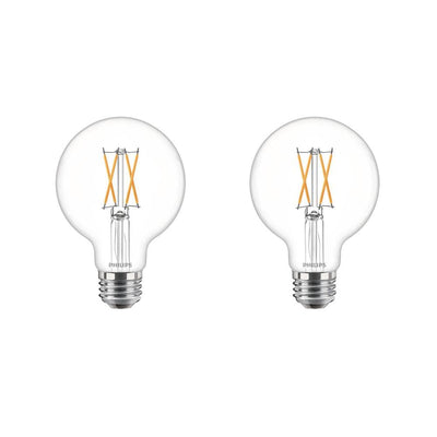 Philips 40-Watt Equivalent G25 Dimmable LED Light Bulb Clear Glass with Warm Glow Effect (2700K) (2-Pack) - Super Arbor