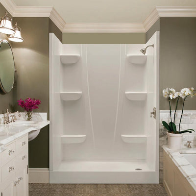A2 5 in. x 23 in. x 74 in. 2-piece Direct-to-Stud Shower Wall Panels in White - Super Arbor