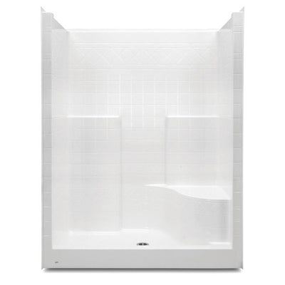 Everyday 60 in. x 36 in. x 79 in. 1-Piece Shower Stall with Right Seat and Center Drain in White - Super Arbor
