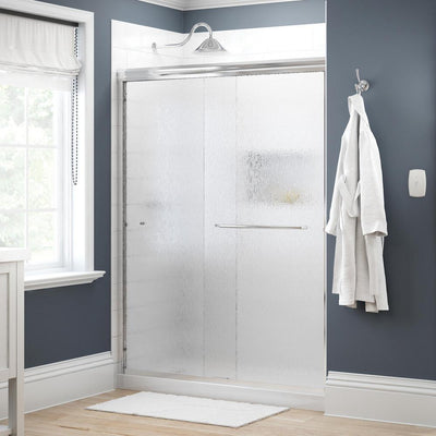 Simplicity 60 in. x 70 in. Semi-Frameless Traditional Sliding Shower Door in Chrome with Rain Glass - Super Arbor