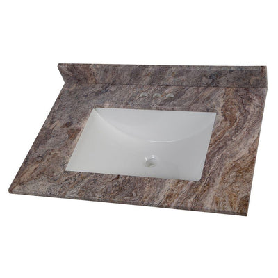 31 in. W Stone Effects Vanity Top in Cold Fusion with White Sink - Super Arbor