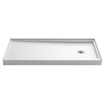 Rely 60 in. x 32 in. Single Threshold Shower Base with Right-Hand Drain in White - Super Arbor