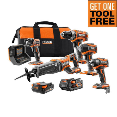 18V Lithium-Ion Brushless 4-Tool Combo Kit with (1)2.0 Battery, (1)4.0 Battery, Charger, Bag w/Free OCTANE Impact Wrench - Super Arbor