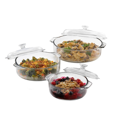 Libbey Baker's Basics 3-piece Glass Bake Set with 3 Covers - Super Arbor