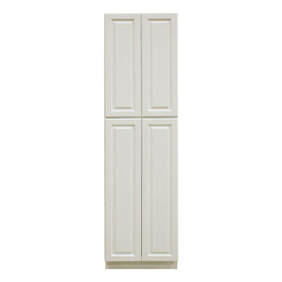 Newport Ready to Assemble 30x90x24 in. 4-Door Wall Pantry with Shelves in Classic White - Super Arbor