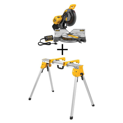 FLEXVOLT 120-Volt MAX Lithium-Ion Cordless Brushless 12 in. Miter Saw w/ AC Adapter (Tool-Only) and Bonus Stand - Super Arbor