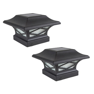 Kingsbridge Solar Black Dual Lighted Outdoor Integrated LED Post Cap (2-Pack) - Super Arbor