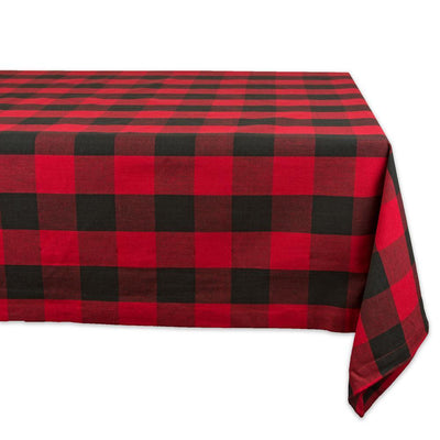Christmas 60 in. x 120 in. Red Checkered Cotton Tablecloth - Super Arbor