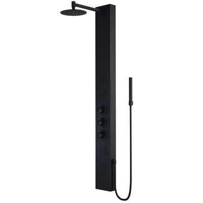 Elling-Ton 59 in. 4-Jet High Pressure Shower System with Fixed Rainhead and Handheld Dual Shower in Matte Black - Super Arbor