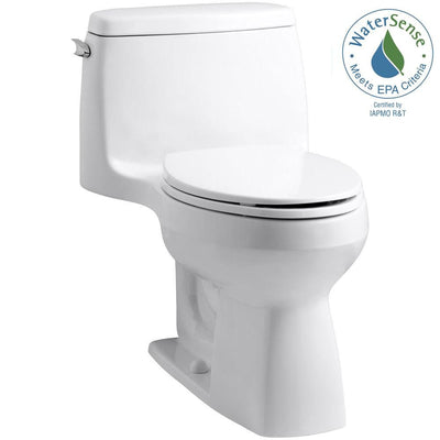 Santa Rosa Comfort Height 1-Piece 1.28 GPF Compact Single Flush Elongated Toilet in White, Seat Included (3-Pack) - Super Arbor